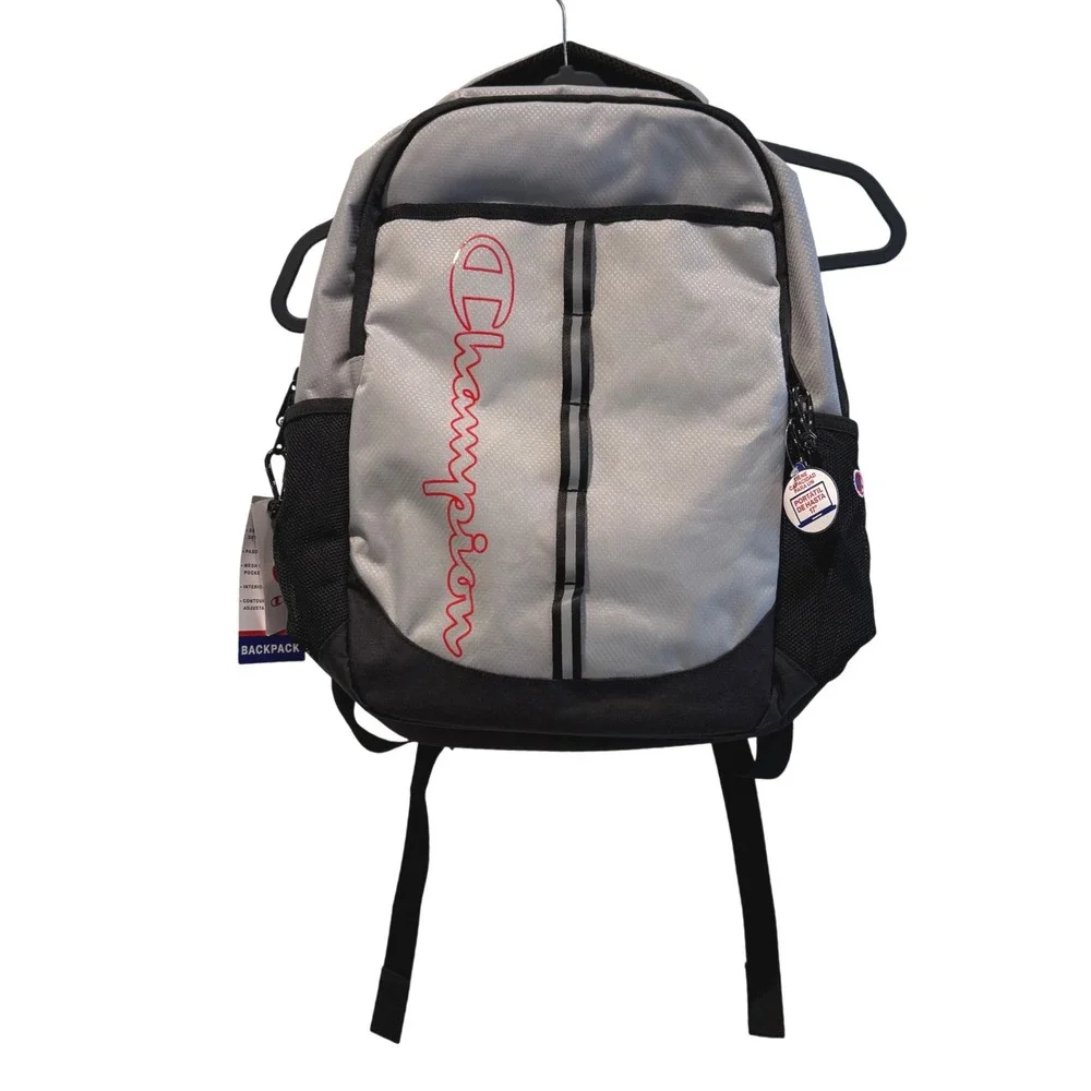 Champion Backpack Medium Grey Black Laptop Sleeve 17 Inch School Travel‎ NWT